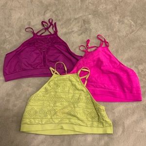 VS pink set of 3 bras. Size large